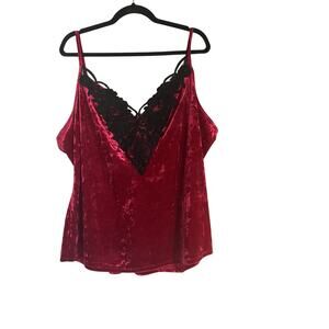 Venus 2X Red Velvet Lace Trim Cami Y2K Lingerie Core Dark Romantic Femme Fatale